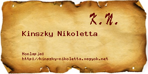 Kinszky Nikoletta névjegykártya